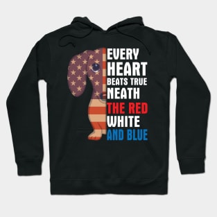 Dachshund Every Heart Beats True Neath The Red White And Blue Happy Independence July 4th Day Dogs Hoodie